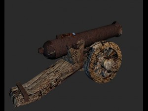low poly set crew cannons Modelo 3D