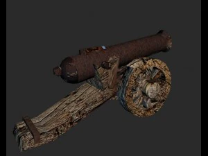low poly set crew cannons 3D Model