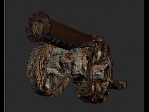 low poly set crew cannons Modelo 3D