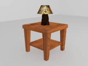 l&aacute;mpara y taburete de estilo antiguo Modelo 3D