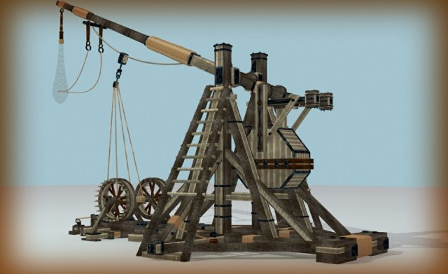 trebuchet 3D Model .c4d .max .obj .3ds .fbx .stl .blend 
