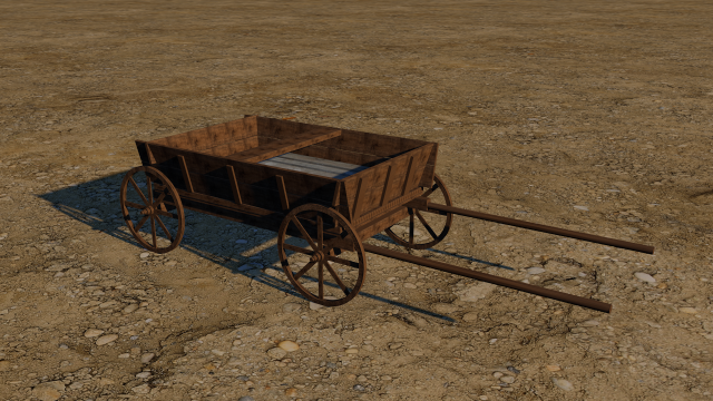 wooden cart 3D Model .c4d .max .obj .3ds .fbx .stl .blend 