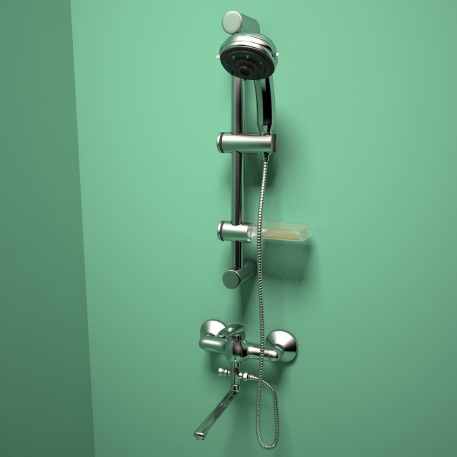 shower bath and taps Model 3D .c4d .max .obj .3ds .fbx .stl .blend 