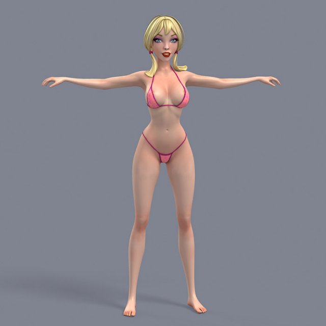 pretty girl 4 3D Model .c4d .max .obj .3ds .fbx .stl .blend 