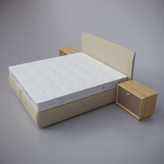 bed with side table 3D 模型 .c4d .max .obj .3ds .fbx .stl .blend 