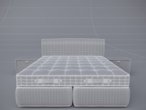 bed with side table 3D 模型