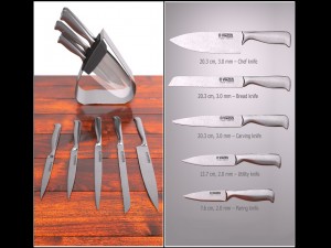 knife set techno 3D 模型