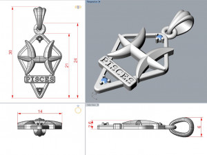 jpendant10 pisces 3Dプリントモデル
