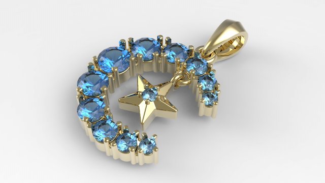 jpendant18 crescentandstar Model Cetak 3D .c4d .max .obj .3ds .fbx .stl .blend 