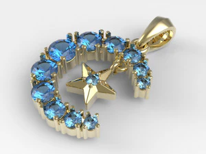 jpendant18 полумесяц и звезда 3D Принт Модель