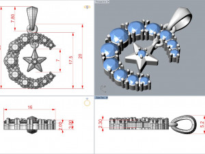 jpendant18 crescentandstar Model Cetak 3D
