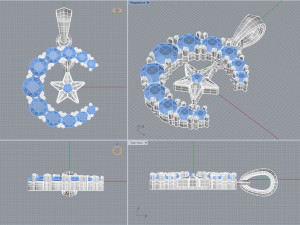 jpendant18 crescentandstar Model Cetak 3D