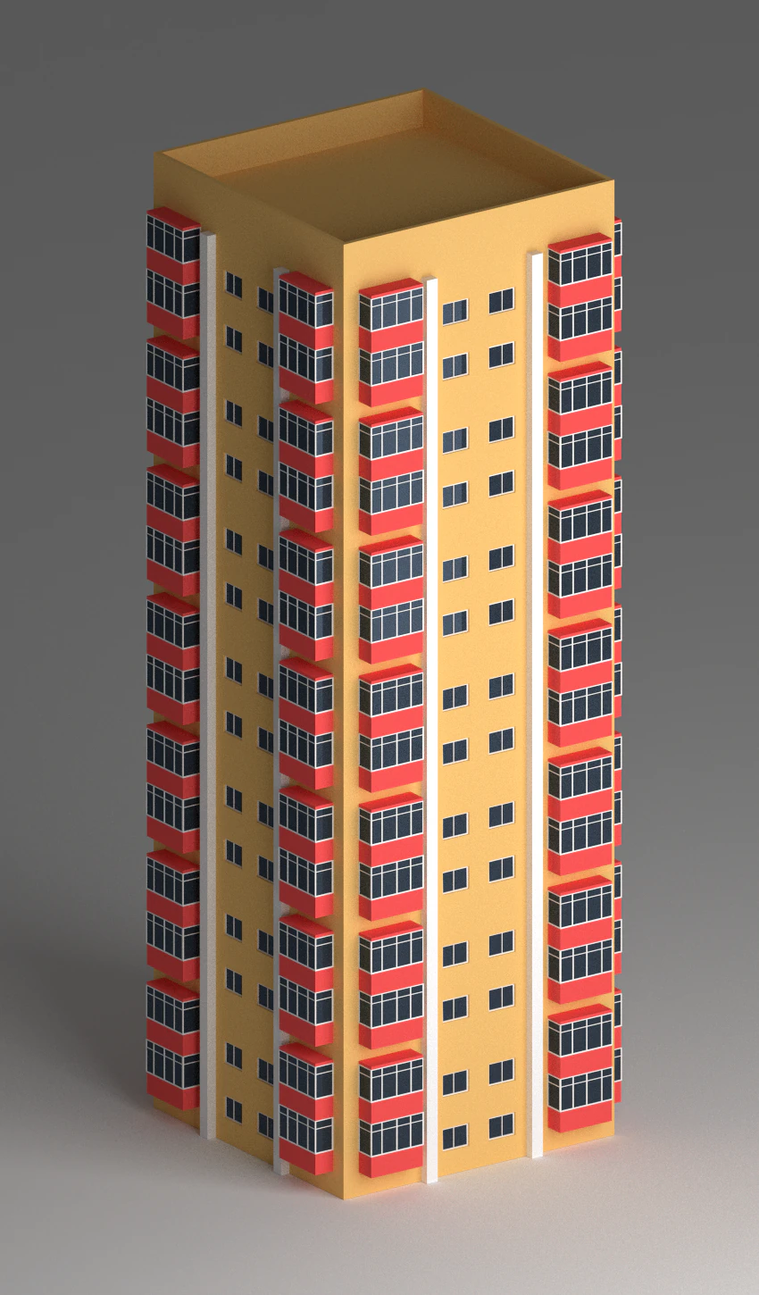 residential building 2 3D Model .c4d .max .obj .3ds .fbx .stl .blend 