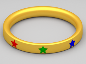 golden ring with gem stars Model 3D