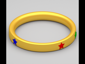 golden ring with gem stars Modèle 3D