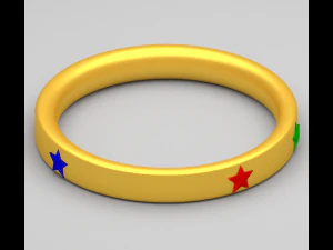 golden ring with gem stars 3D Model