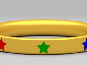 golden ring with gem stars Modèle 3D