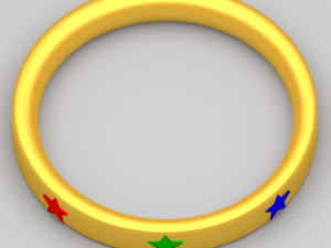 golden ring with gem stars Modèle 3D