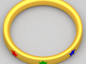 golden ring with gem stars 3D Model