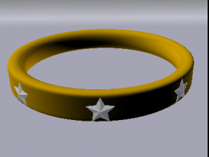 golden ring with gem stars Modèle 3D