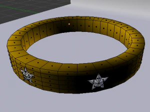 golden ring with gem stars 3D Model