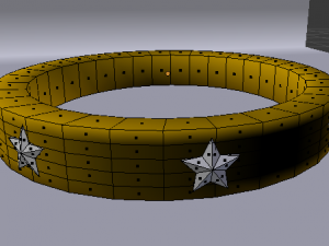 golden ring with gem stars Modèle 3D