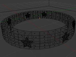 golden ring with gem stars 3D Model