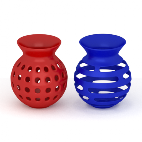 red and blue vases Modello 3D .c4d .max .obj .3ds .fbx .stl .blend 