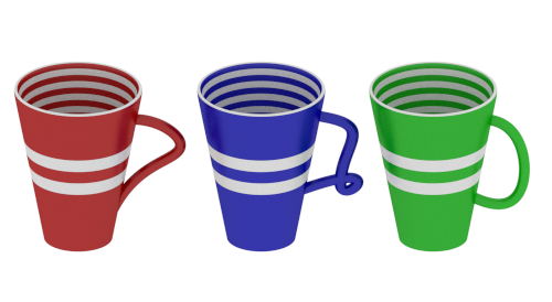 three mugs Model 3D .c4d .max .obj .3ds .fbx .stl .blend 