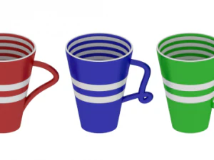 तीन मग 3D मॉडल