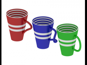 three mugs Model 3D