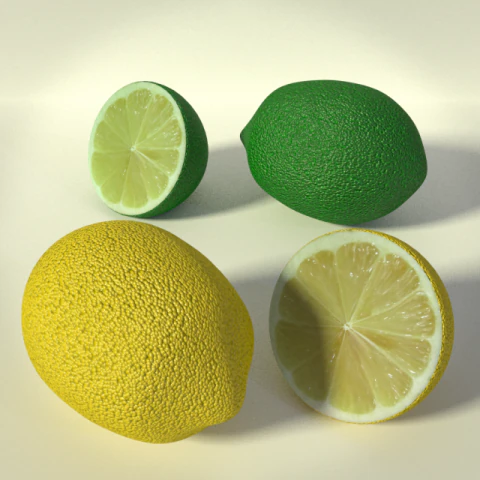 lemon and lime 3D Model .c4d .max .obj .3ds .fbx .stl .blend 
