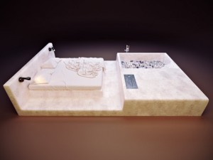 bed with bath Model 3D