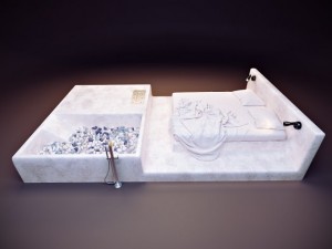 bed with bath Model 3D