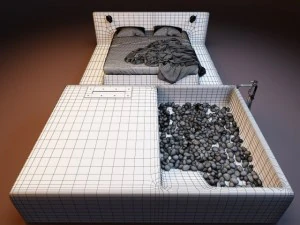 bed with bath 3D Model