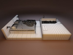 bed with bath Model 3D