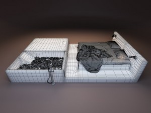 bed with bath Model 3D