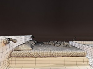 bed with bath Model 3D