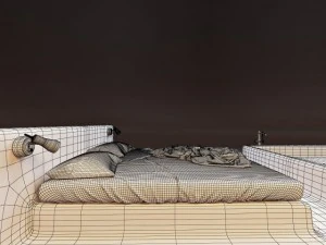 bed with bath 3D Model