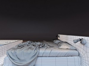 bed with bath Model 3D