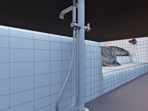 bed with bath Model 3D