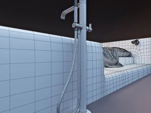 bed with bath 3D Model