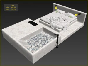 bed with bath 3D Model