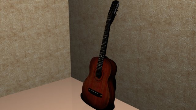 acoustic guitar 3D Модель .c4d .max .obj .3ds .fbx .stl .blend 