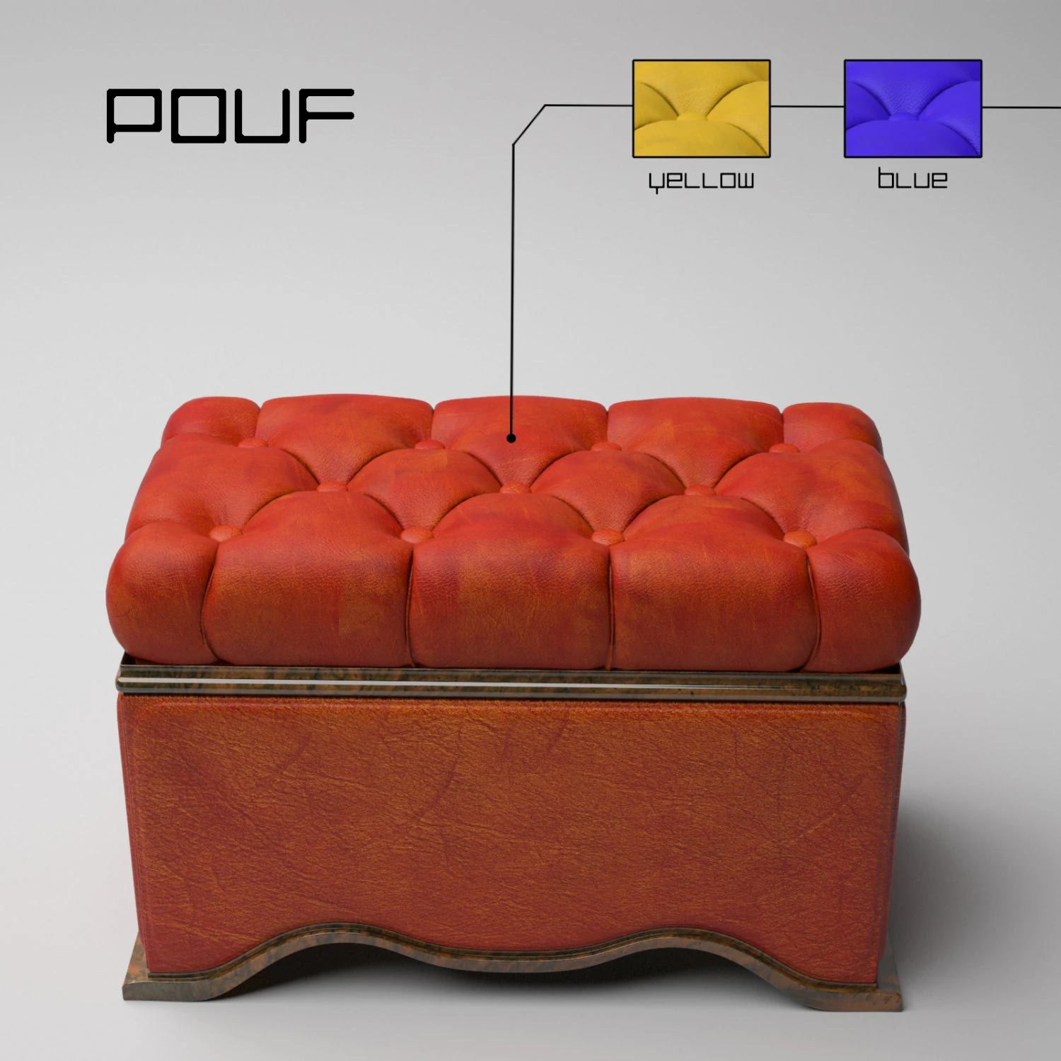 pouf 3D Model .c4d .max .obj .3ds .fbx .stl .blend