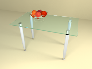 glass table with apples Model 3D