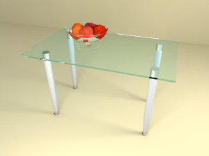 glass table with apples 3D Model
