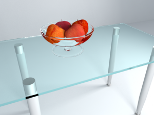 glass table with apples Model 3D