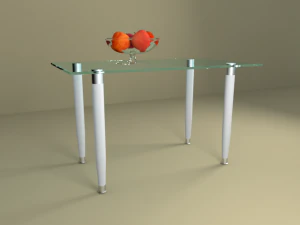 glass table with apples 3D Model