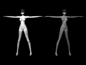 girl hi and low poly 3D Model